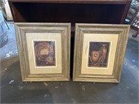 Lot of two vintage framed artwork