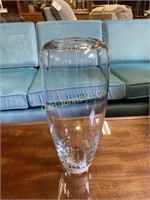15 1/2" BLOWN GLASS VASE W/ETCHED RIBBINGS