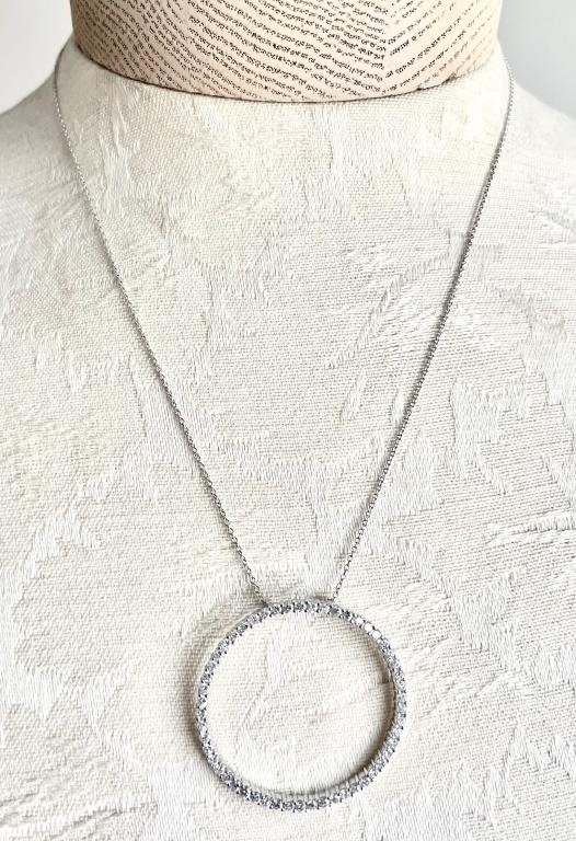 Sterling silver circle necklace w/tiny stones
