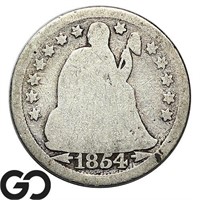1854 Seated Liberty Dime, with Arrows