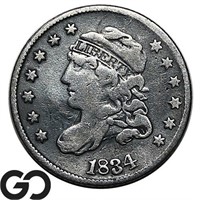 1834 Capped Bust Half Dime, Scarce Silver Type!