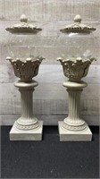 2 Large Concrete Style Base Candle Holders With To
