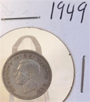 1949 Georgivs VI Canadian Silver Dime