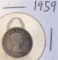 1959 Elizabeth II Canadian Silver Dime
