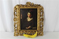 Victorian Oil Painting Gesso Shell Frame