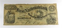 1875 $2 OBSOLETE NOTE - GALVESTON TX