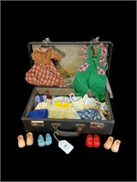 Small Vintage Suitcase w/ Assorted Doll Clothing