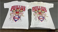 2pc Vtg Philadelphia Phillies Graphic Tee Shirts