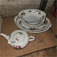 Vintage Moss Rose China - 2 Serving Platters, 3