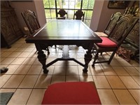 JACOBEAN REVIVAL TABLE AND SIX CHAIRS