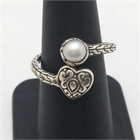 Sterling Silver Ring W Pearl