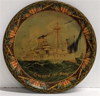 Vtg Remember the Maine Litho Plate. 12in D