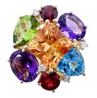 12 CTW Rainbow Gemstone & Diamond Enhancer 14k