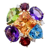 12 CTW Rainbow Gemstone & Diamond Enhancer 14k