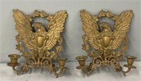 2 Cast Brass Federal Eagle Sconces