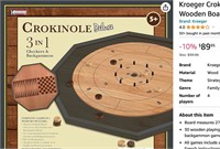 Kroeger Crokinole 3 in 1 Deluxe Wooden Board Set