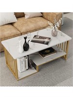 DAMAGED-$100 Wolawu Coffee Table White Faux Marble