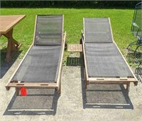 Pair Wooden Chaise Lounges