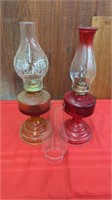 2 OIL LAMPS AND EXTRA DOME