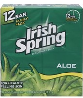 12 Irish Spring Bath Bar Soap, Aloe, 3.75 oz Bars