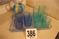 Plastic Pitcher, Tray And Glasses (Rm 8)