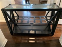 WOOD W/ GLASS TOP SOFA TABLE