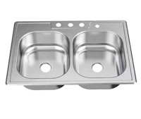 33 in. Drop-In Double Bowl Stainless Steel Sink