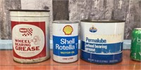 Farm-Oyl, Shell, Amoco tins