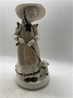 Vintage Girl & Sheep Porcelain Rotating Music Box