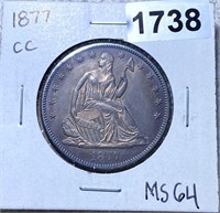 1877-CC Seated Half Dollar CHOICE BU