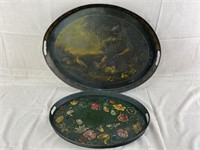 Antique Hand Painted Serving Trays