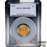 1901 Indian Head Cent PCGS MS63 RB