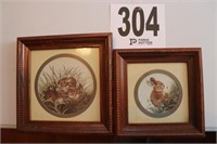 (2) Small Matted & Framed Rabbit Prints(R3)