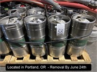 LOT, (12) SS 1/4 TALL BARREL KEGS (7.75 GAL, NOT