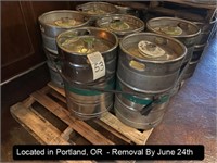 LOT, (16) SS 1/2 BARREL KEGS (15.5 GAL, NOT ALL