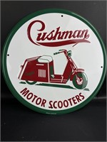 RARE Cushman Motor Scooters 11.75" Round Sign