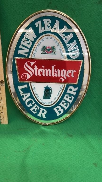 Vintage Steinlager beer advertising mirror