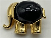 Kenneth Jay Layne KJL Gold & Black Elephant Pin