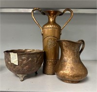 Brass Set of Urn, Pitcher, and Bowl