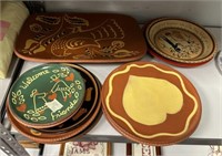 Group of Signed Painted Pottery Platter and Plates
