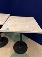 Pair of Heavy Marble Top Café Tables (chips to