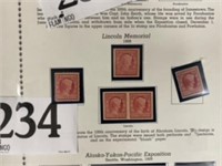 1909 LINCOLN MEMORIAL  5  STAMP COLLECTION