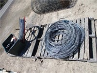 (2) Pallets Wire, Spinning Jenny, 3 Fence Chargers