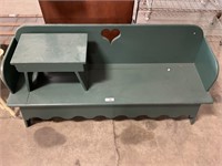 Large Painted Bench W/ Stool.