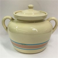 Mccoy Covered Pink And Blue Banded Tureen