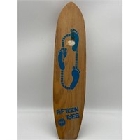 Vintage 1960s Nash 'Fifteen Toes' Wood Skateboard