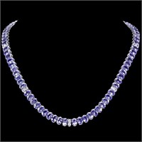 `14k Gold 55.00ct Tanzanite & 1.35ct Diamond Neckl