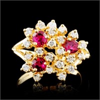 14K Gold 0.88ct Ruby & 0.41ctw Diamond Ring