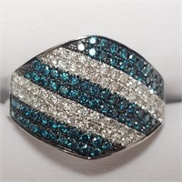 Certified 14K  Diamond(0.4ct) Blue Diamonds(0.6ct)