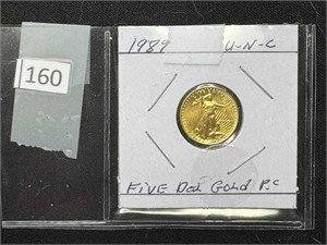 (1) 1989 1/10 oz. Five Dollar Gold Eagle unc.